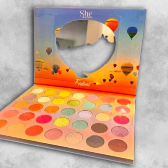 She Makeup Eyeshadow Festival 35 Color Pastel Palette Bold & Bright Hues W BNIB - Picture 1 of 5